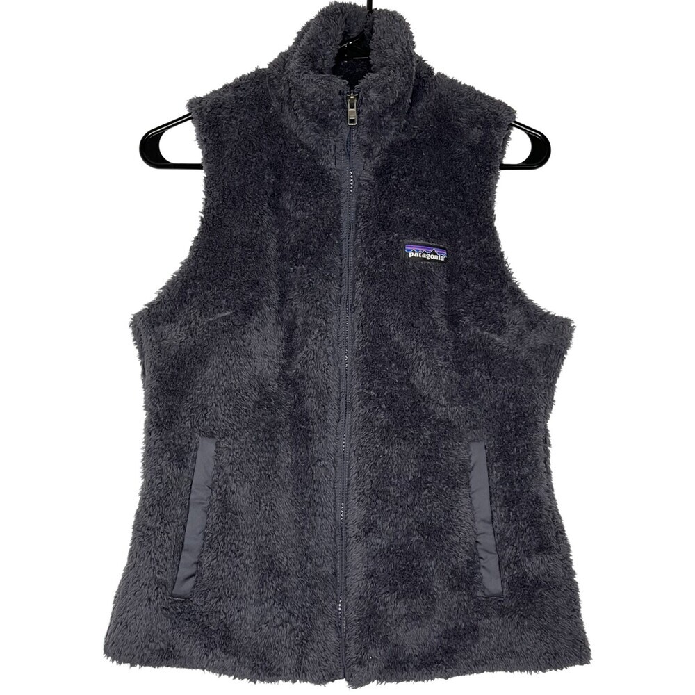 Patagonia Los Gatos Vest Womens Small Smolder Blue Sherpa Zip Pockets Outdoor